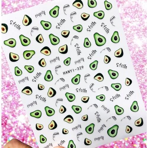 Newest Fruit Watermelon Lemon Cherry design 3D nail art sticker decal stamping back gule DIY nail decoration tips MG200