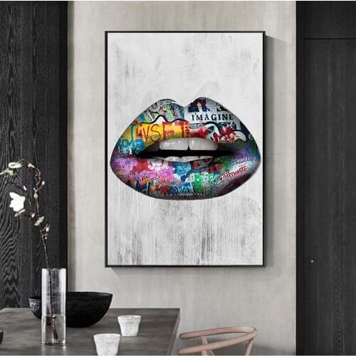Abstract Sexy Lips Wall Art Paintings Print On Canvas Posters And Prints Graffiti Art Canvas Prints Art Pictures Home Decoration