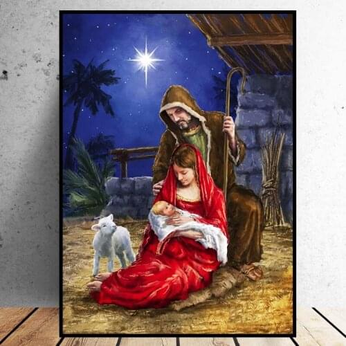 5D DIY Diamond Painting Mosaic Religious Jesus Full Square/Round Drill Mary Newborn Beads Embroidery Cross Stitch Kit Decor Home