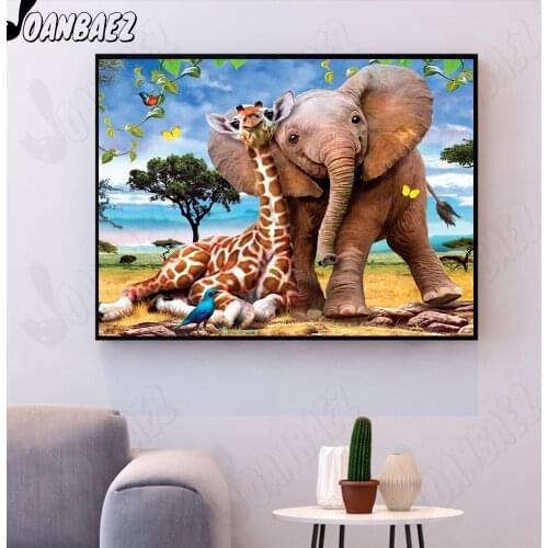 Diamond Painting Animal Elephant Giraffe Diy Mural Art Bird Lion Cross Stitch Mosaic Sticker Diamond Embroidery Room Decoration