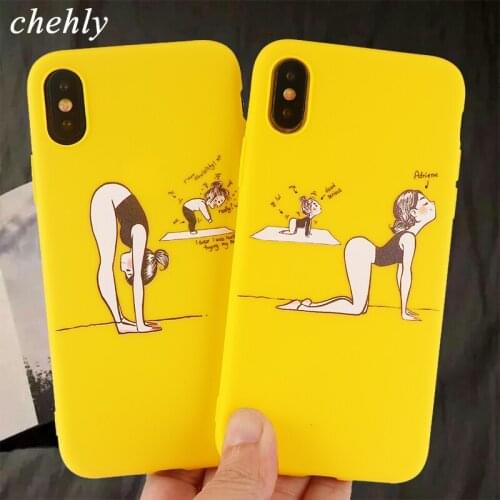 Yoga girl Phone Case for iPhone X XR XS Max 8 7 6 S Plus Cute Cartoon Cases Soft Silicone Protect Mobile Phone Accessories Cover