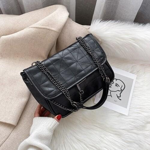 Black womens Messenger bag line ladies shoulder bag soft female handbag party bag girl bags 2019 new discount brand handbag