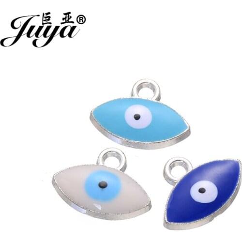 JUYA Jewelry Evil Eye Supplier 25pcs/lot 13x17mm Trendy Charms Beads for Diy Necklace Bracelet Pendant jewellery crafts findings