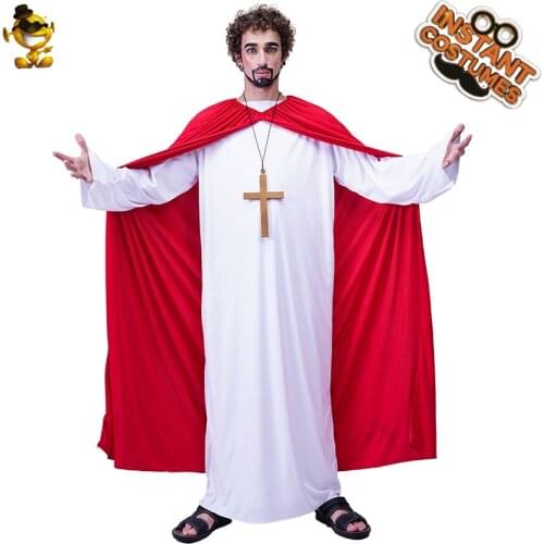 Halloween Cosplay Robe Costume Purim Adult Ancient Roman Greek White Robe with Cloak Religious Men Suit