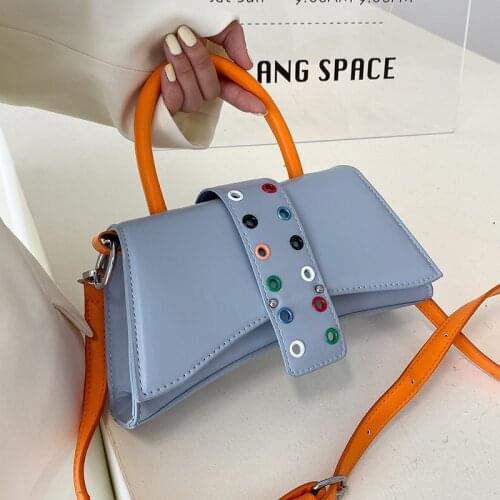 Contrast Color Square Small Tote Bag 2021 New Quality PU Leather Womens Designer Handbag Luxury Brand Shoulder Messenger Bag