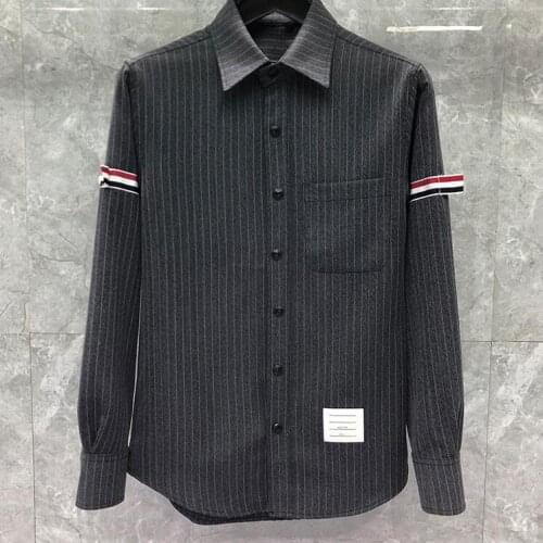 2021 Fashion Brand Shirts Men Slim Black Long Sleeve Striped Casual Shirt Turn Down Collar Cotton Solid Mens Clothing