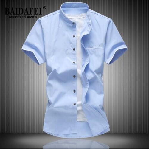 Oversized 5XL 6XL 7XL Mens Regular-Fit Short-Sleeve Pocket Oxford Shirt 2021 Summer New Men Casual Dress Shirt
