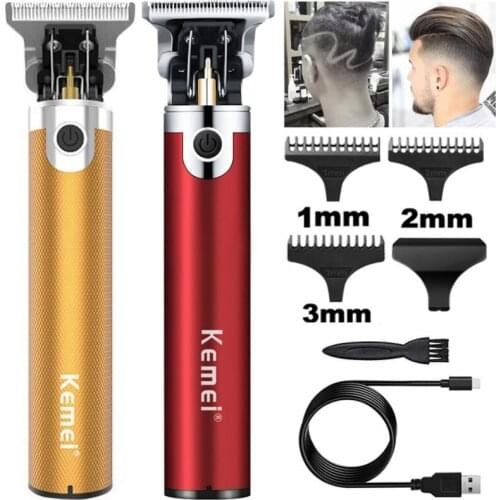 Kemei Rechargeable T9 Baldheaded Hair Clipper Electric hair trimmer Cordless Shaver Trimmer 0mm Men Barber Hair Cutting Machine