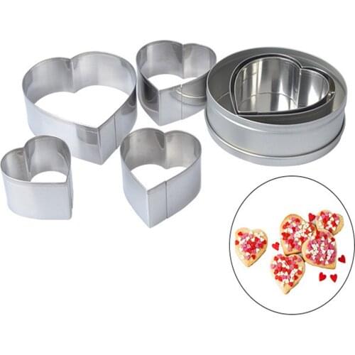 Stainless Steel Cookie Mold Set Heart Shape 6 Piece Cake Mould Cookie Cutter Set Baking Accessories Cake Tools Kitchen Supplies