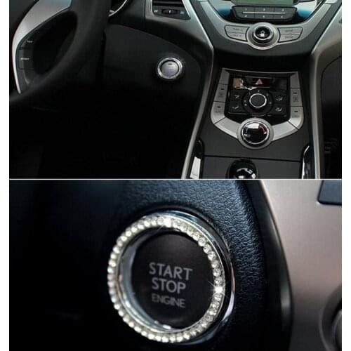 Rete cystal ring sticker for Interior One-Key Engine Start Auto Key to Start Metal Decor Circle Accessories Car Button Styling
