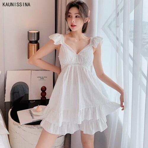 Women Cotton Cute Princess Sweet Pajamas Summer New Korean Style Sleepwear with Chest Pad Strap Tops Shorts Two Piece Pajama Set