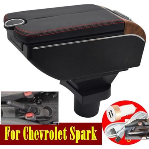 For Chevrolet Spark armrest box Double doors open 7USB Centre Console Storage Box Arm Rest