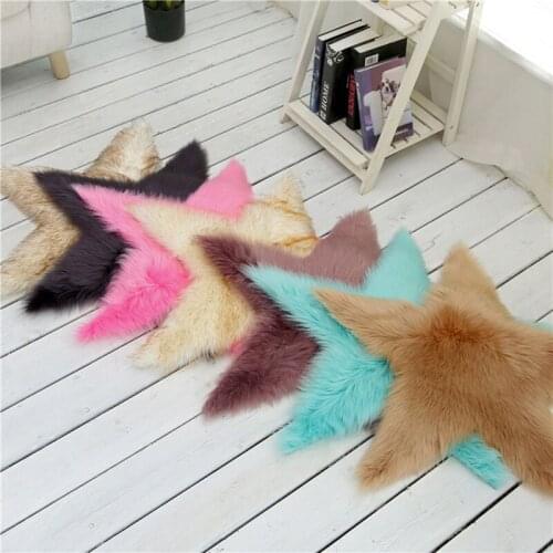 Anti-slip Faux Fur Rug Star Shape Super Soft Long Hair Sheepskin Rugs Suede Backing Artificial Wool Carpet For Bedroom Kidroom