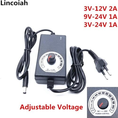 3V-12V 3V-24V 9V-24V Adjustable Adapter With Display Of Voltage DC 5.5x2.1/2.5mm Power Supply EU Plug 3 12 24 v Charger