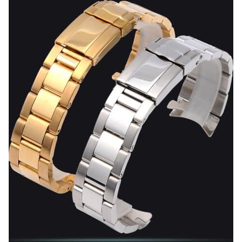Stainless Steel Strap Watch Accessories Wristband 17mm 20mm for Rolex Daytona Series Arc Mouth Strap Watch Band