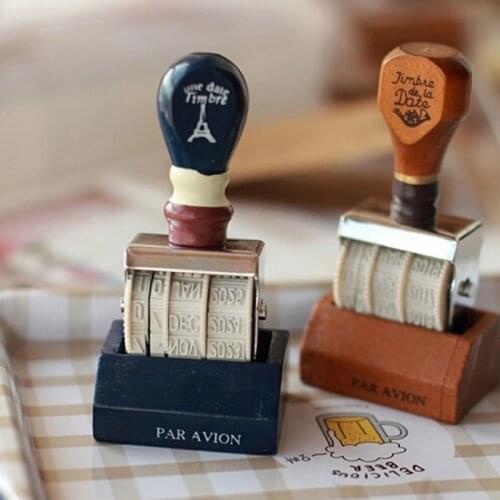 2 Colors Wooden Handle Roller Stamp For DIY Handmade Crafts Diary Scrapbooking Stationery Book Decoration Office School Supplies