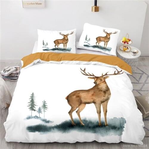 Deer Animal 3D Cartoon Printed Duvet Cover Set Twin Full Queen King Size Bedding Set Bed Linens Bedclothes Home Textile Gift