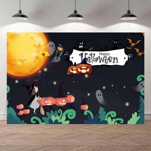 Seekpro Photography Background Happy Halloween party moon pumpkin spooky night Backdrop Photo Background Photocall