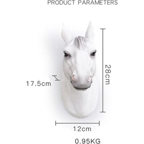 Sculpture scene Small garden statues Home wedding decoration Horse Head Hanging Creative Resin Animal Head Wall Ornament dolls