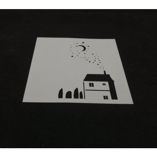 13*13 Village Layering Stencils Drawing Color Stencil for Diy scrapbook/photo album coloring,painting stencil,home decor