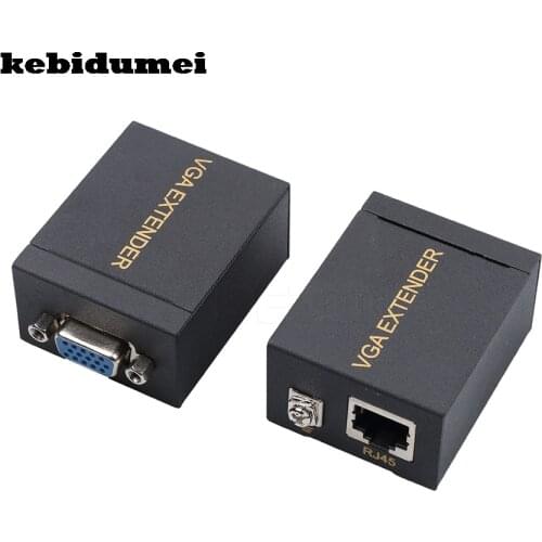 Kebidumei 60M VGA Network Signal Extender Sender RJ45 CAT5e/6 Transmitter Receiver Adapter