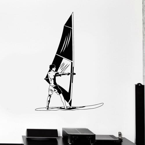SailBoat Vinyl Wall Decal Vinyl Wall Decal Windsurfing Windsurfer Water Extreme Sport Window Sticker Mural Wallpaper M244