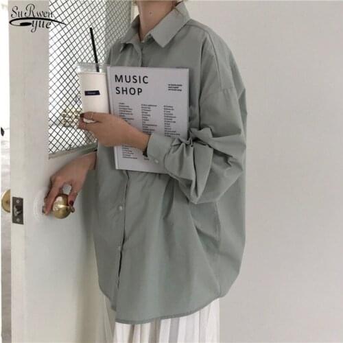 Blusas 4 Colors Women Tops Blouses Solid Blouse Loose Casual Shirt Long Sleeve All-Match 2021 Autumn New Lady Clothing 10237