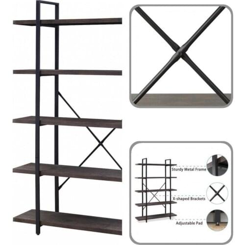 Industrial Style High Quality Dark Brown Storage Shelves Large Storage Space for Living Room