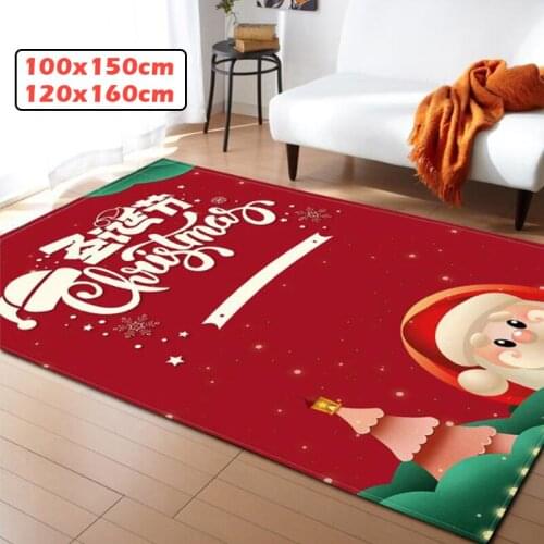WUJIE 47x63''inch Red 3D Christmas Area Rugs for Living Room Anti-slip Floor Mat Doormat Alfombra Bedroom Carpet Home Decoration