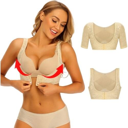 Women Push Up Shapewear Posture Corrector Chest Collect Vest Breasted Straps Arms Sheath Body Shaper Back Slimming Underbust