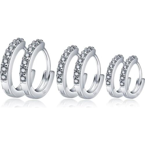 2021 New 925 Sterling Silver White Zircon Round Womens Earrings Jewelry Making 3 Sizes Engagement Gift Wedding Party Gift