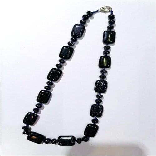 1 Strand 18x13x6mm Wholesale Blue Sand Stone Oblong Pendant Necklace Jewelry Ornaments 16.5inch S367