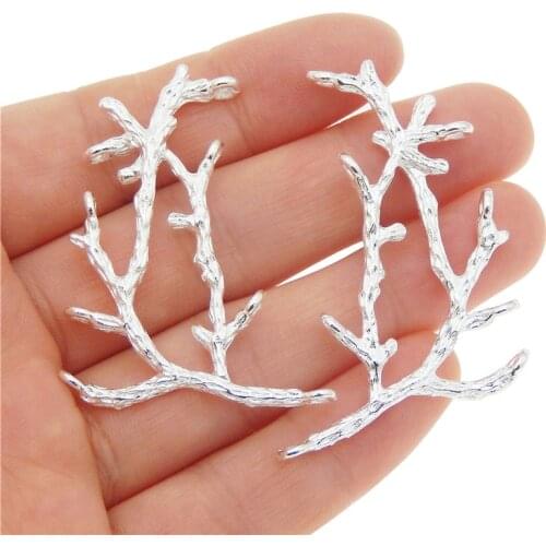 10Pieces) Women Creative Alloy Trees Branches Necklace Pendant Vintage Bracelet Charms 52*23mm Jewelry Findings Handmade 51959
