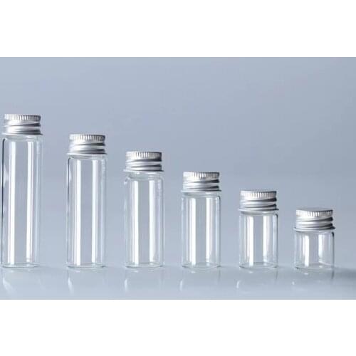 100pcs/lot 5/6/8/10/14/18/20/ 25ml Glass Bottles with Screw Cap Empty Spice Food Liquid Bottles Jars DIY Crafts Vials Containers