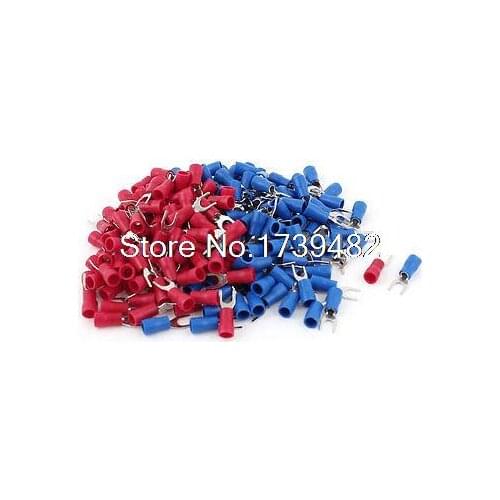 200 Pcs SV-2/4S 16-14AWG Insulated Fork Spade Terminals Electrical Connector