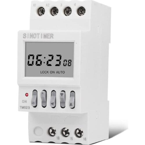 220V Programmable Time Switch with Latitude Display DIN Rail Timer Relay Controller for Home Appliance Street Light 16A