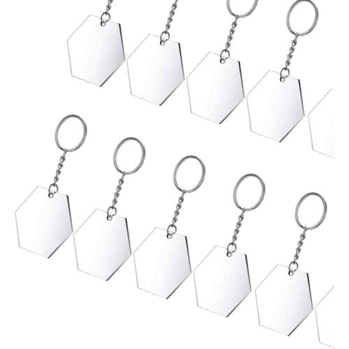 24x Hexagon Acrylic Key Chains Keychains Blanks DIY Keyring Crafts Projects