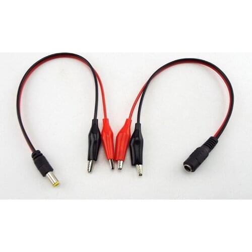 25cm 5.5MM 2.1MM Alligator Clip DC Jack Connector Power Male Female to Alligator Clip Cable Test Lead Crocodile Wire