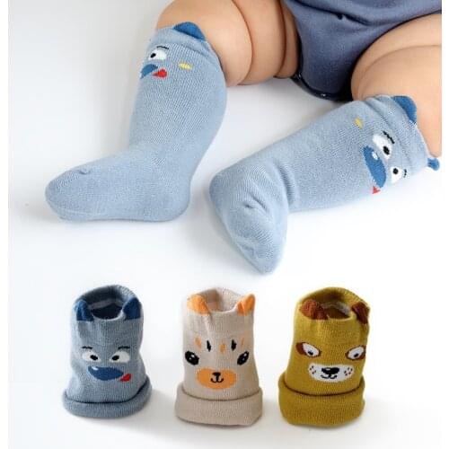 3Pairs Baby Toddler Shoes Baby Shoes Non-slip Cute Cartoon Thickening Shoes Sock Floor Shoes Foot Socks Animal Style