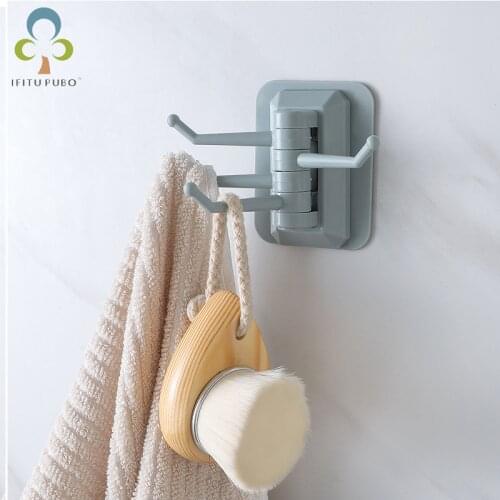 4pcs 180 degree Rotatable Four Hook Strong Viscose Hook for Bathroom Kitchen Hanger Coat Hanger Key Holder Storage Hook DDJ