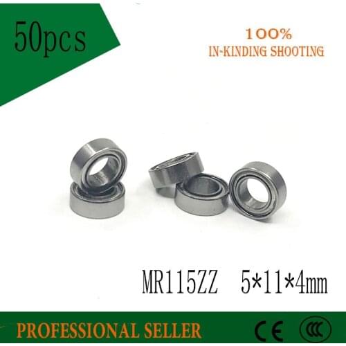 50pcs/Lot MR115ZZ MR115 ZZ 5x11x4mm P6 ABEC-3 Thin Wall Deep Groove Ball Bearing Mini Ball Bearing Miniature Bearing