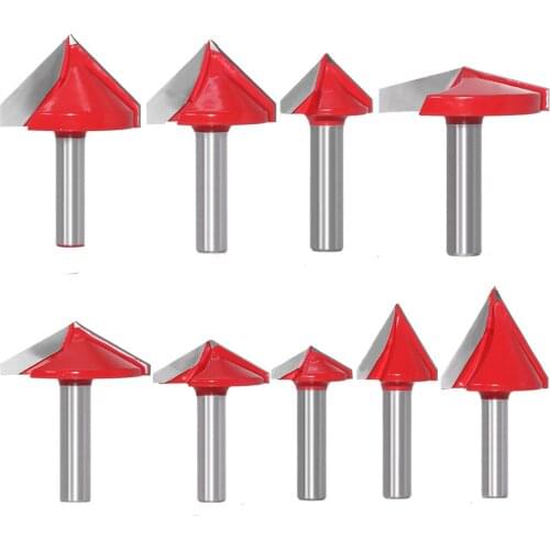 9 Pieces 8mm Shank 3D V-Groove Router Bits Set 60 & 90 & 120 & 150 Degree CNC Wood Milling Cutters Kit