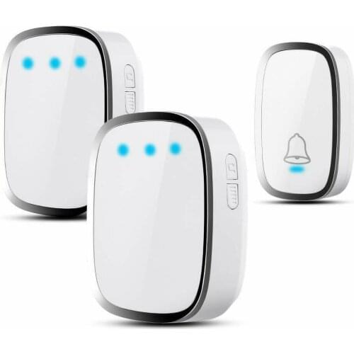 Wireless Waterproof Doorbell Intelligent Home Welcome Doorbell UK Plug Smart LED Light Calling Bell 1 2 Button 1 2 Receiver