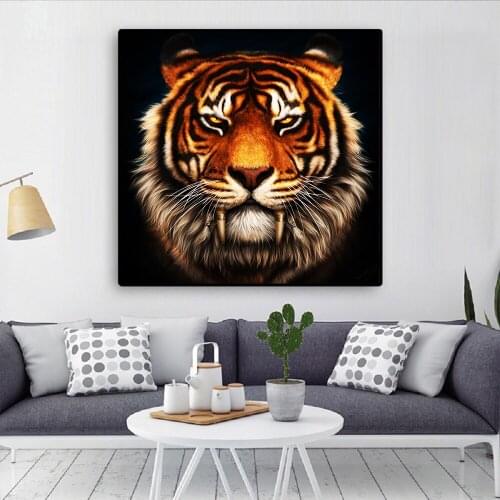 Unframed Fierce Tiger Fangs Paint On Canvas Paintings Home Decor for Living Room Decoration Modern Art Animal Picture Wall Art
