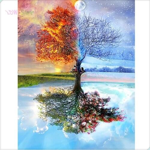 Hot sale diy diamond embroidery Four season tree diamond painting cross stitch full Square/round mosaic rhinestone NEW232