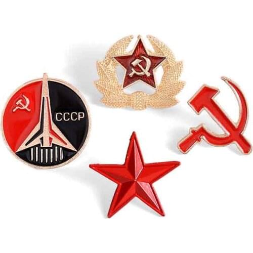 CCCP Soviet Sickle Hammer Star Brooch Bag Clothes Backpack Lapel Enamel Pin Badges Jewelry Gift For Friend Retro Accessories