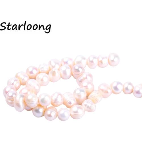 1pack/lot 9-10mm A quality Thread punch Natural freshwater Pearl Loose Beads DIY for Jewelry bracelet necklace