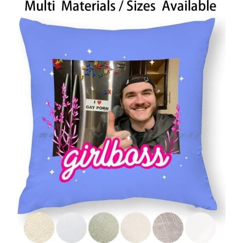 Jschlatt Girlboss Pillow Case Throw Pillow Cover Cotton Linen Flax Jschlatt Girlboss Spilledtapiocapudding Chuckle Sandwich Ted
