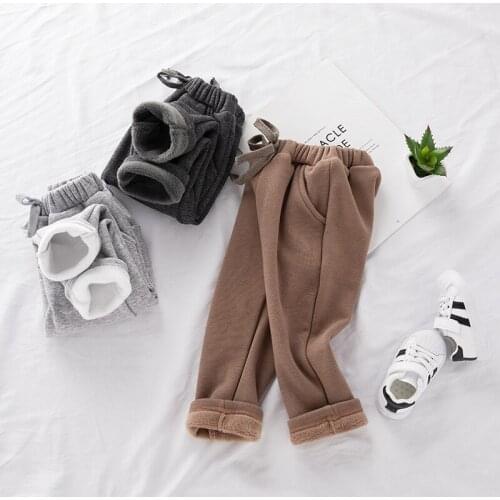 Childrens Pants 2019 Winter Korean Childrens Casual Pants Baby Boys Wild Plus Velvet Pants Toddler Harem Pants Kids Trousers