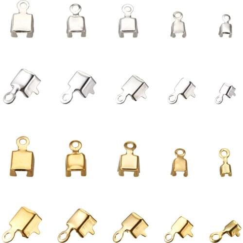 Cup Chain Connectors Crimp Cord Ends Tips Terminators with Loop for Iced Out Rhinestone Chain Jewelry Making